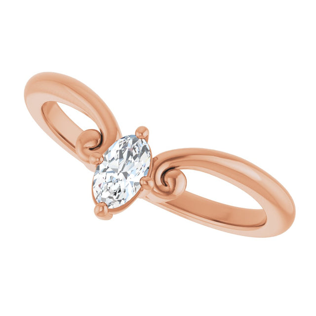 14K Gold Marquise Lab-Grown Diamond Contour Band – 4x3mm - Rose Gold - view 5