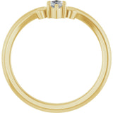 14K Gold Marquise Natural Diamond Contour Band – 4x3mm - Yellow Gold - view 2