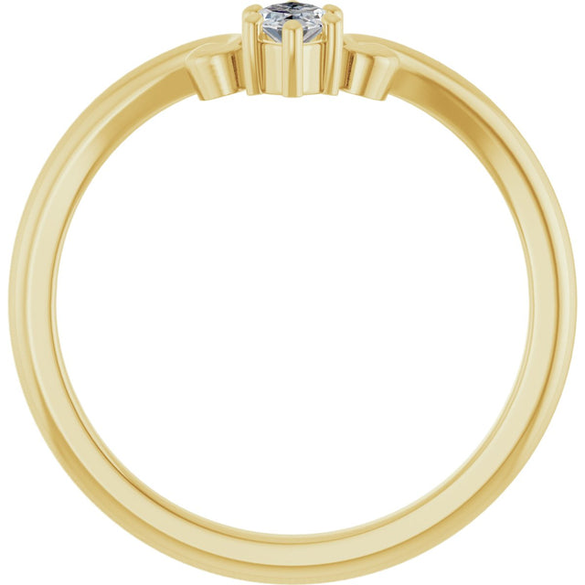 14K Gold Marquise Natural Diamond Contour Band – 4x3mm - Yellow Gold - view 2