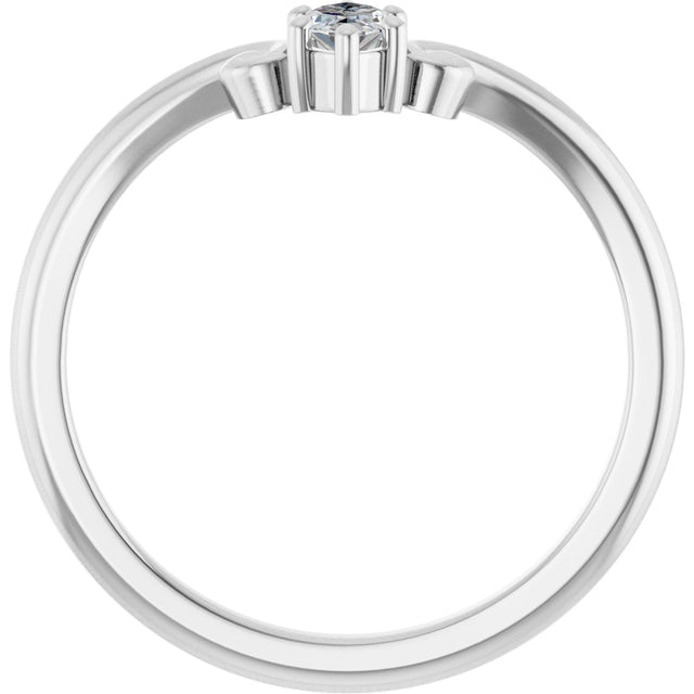 14K Gold Marquise Natural Diamond Contour Band – 4x3mm - White Gold - view 2