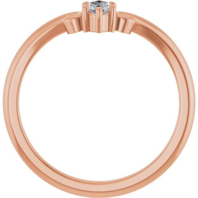 14K Gold Marquise Natural Diamond Contour Band – 4x3mm - Rose Gold - view 2