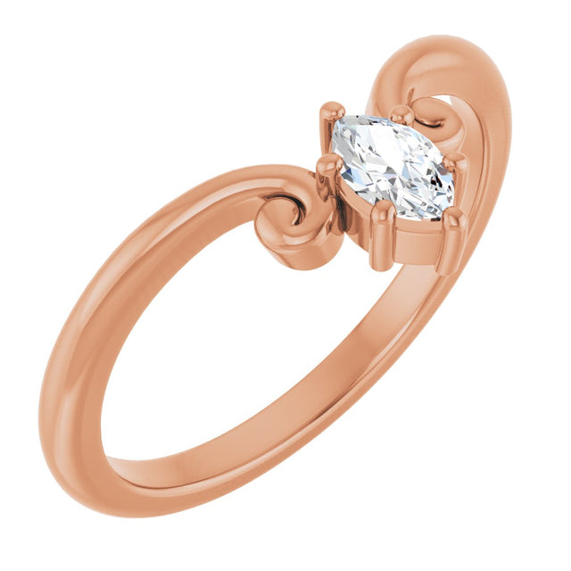 14K Gold Marquise Natural Diamond Contour Band – 4x3mm - Rose Gold