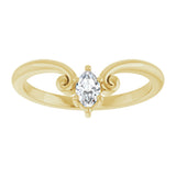 14K Gold Marquise Natural Diamond Contour Band – 4x3mm - Yellow Gold - view 3