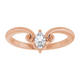 14K Gold Marquise Natural Diamond Contour Band – 4x3mm - Rose Gold - view 3
