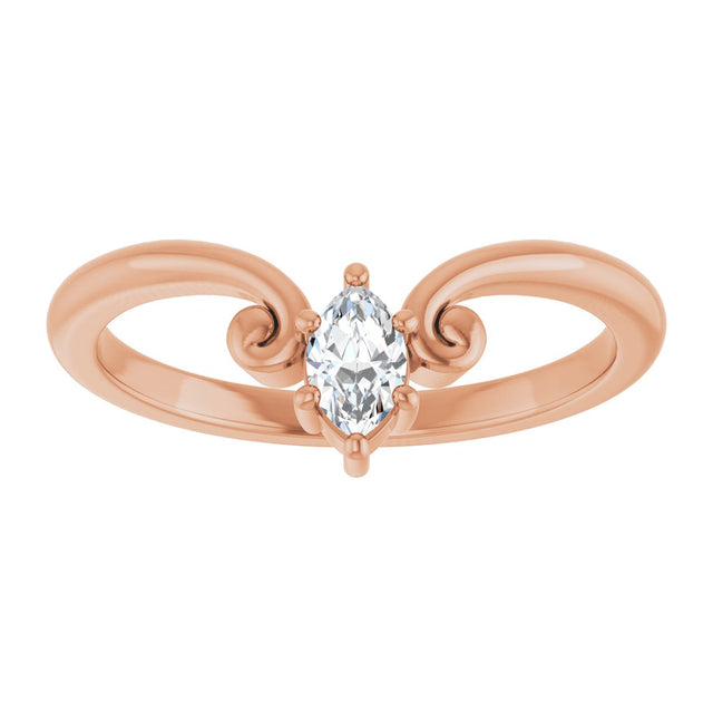 14K Gold Marquise Natural Diamond Contour Band – 4x3mm - Rose Gold - view 3