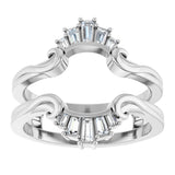 Platinum Tapered Baguette Natural Diamond Ring Guard - view 3
