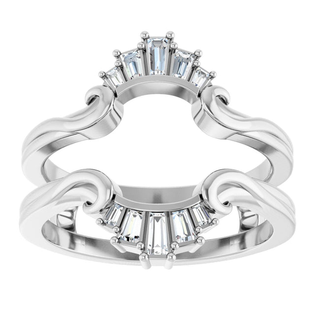 Platinum Tapered Baguette Natural Diamond Ring Guard - view 3