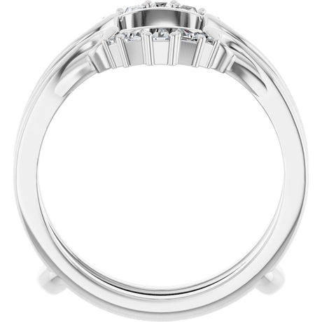 Platinum Tapered Baguette Natural Diamond Ring Guard - view 2