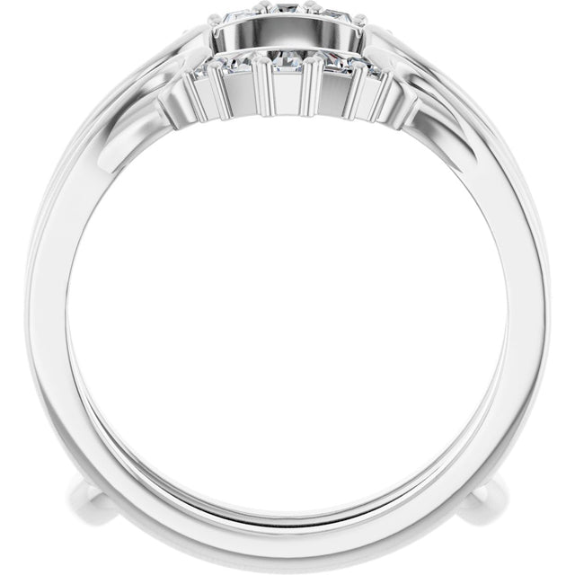 Platinum Tapered Baguette Natural Diamond Ring Guard - view 2