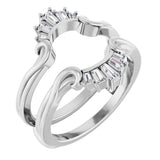Platinum Tapered Baguette Natural Diamond Ring Guard