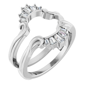 Platinum Tapered Baguette Natural Diamond Ring Guard
