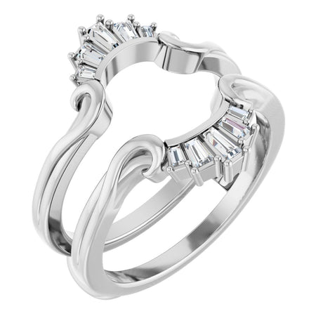 Platinum Tapered Baguette Natural Diamond Ring Guard