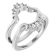 14K Gold Tapered Baguette Natural Diamond Ring Guard - White Gold