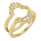14K Gold Tapered Baguette Natural Diamond Ring Guard - Yellow Gold