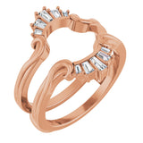14K Gold Tapered Baguette Natural Diamond Ring Guard - Rose Gold