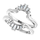 Platinum Tapered Baguette Natural Diamond Ring Guard - view 5
