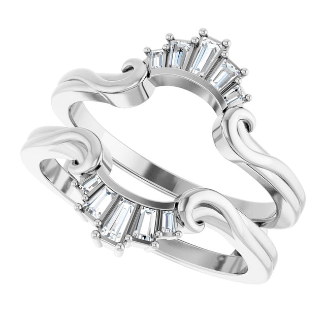 Platinum Tapered Baguette Natural Diamond Ring Guard - view 5