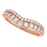 14K Gold Round Natural Diamond Contour Band No. 3 - Rose Gold - view 5