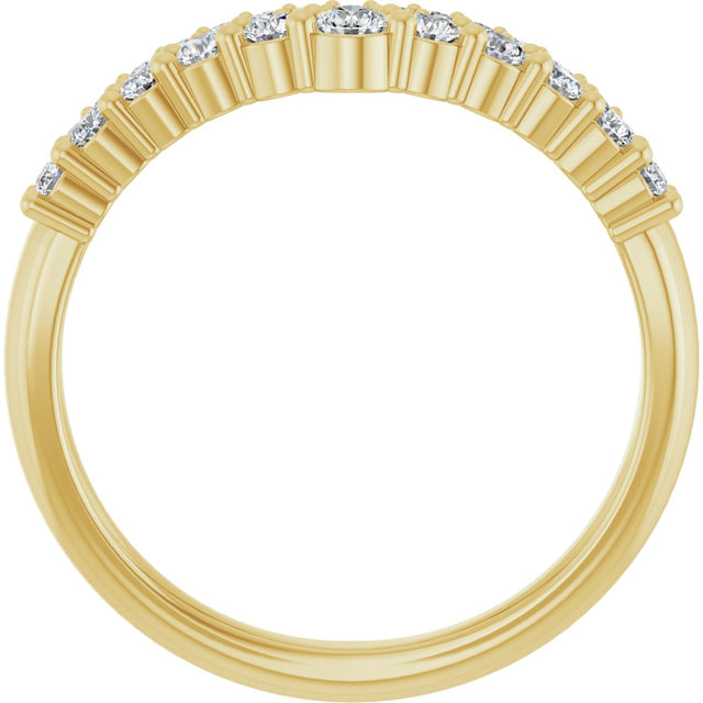14K Gold Round Lab-Grown Diamond Contour Band V - Yellow Gold - view 2