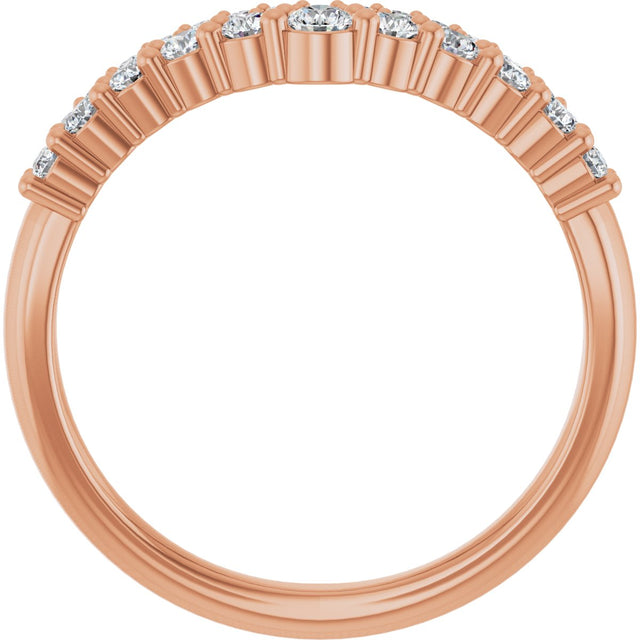 14K Gold Round Lab-Grown Diamond Contour Band V - Rose Gold - view 2