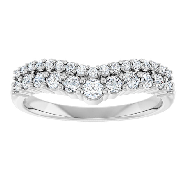 Platinum Round Lab-Grown Diamond Contour Band V - view 3