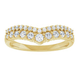 14K Gold Round Lab-Grown Diamond Contour Band V - Yellow Gold - view 3