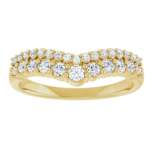 14K Gold Round Lab-Grown Diamond Contour Band V - Yellow Gold - view 3