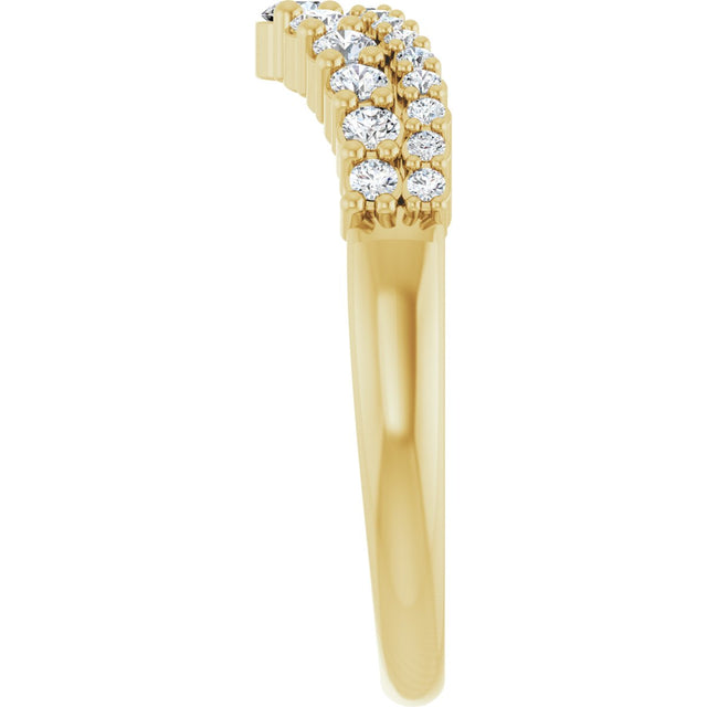 14K Gold Round Lab-Grown Diamond Contour Band V - Yellow Gold - view 4