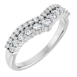 14K Gold Round Natural Diamond Contour Band No. 3 - White Gold