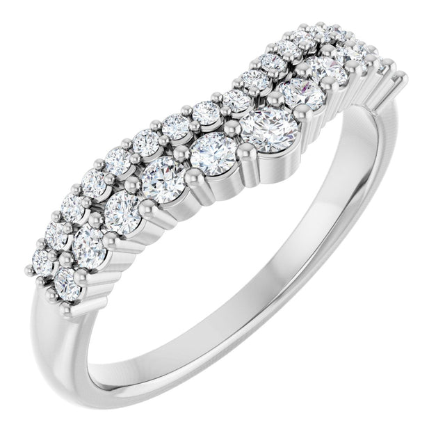 Platinum Round Natural Diamond Contour Band No. 4