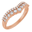 14K Gold Round Lab-Grown Diamond Contour Band V - Rose Gold