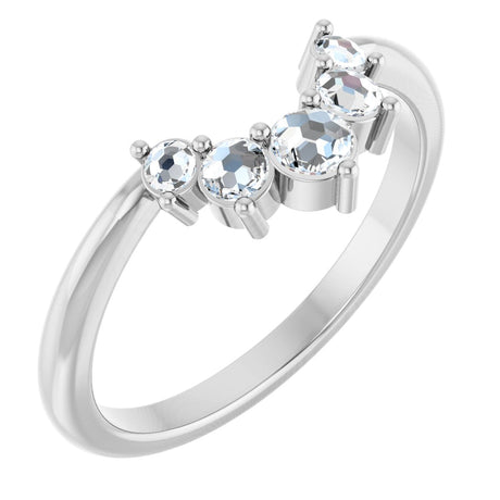 14K Gold Round Natural Rose-Cut Diamond Contour Band - White Gold
