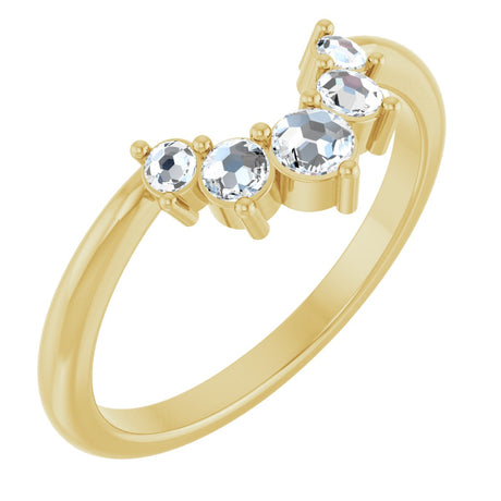 14K Gold Round Natural Rose-Cut Diamond Contour Band - Yellow Gold