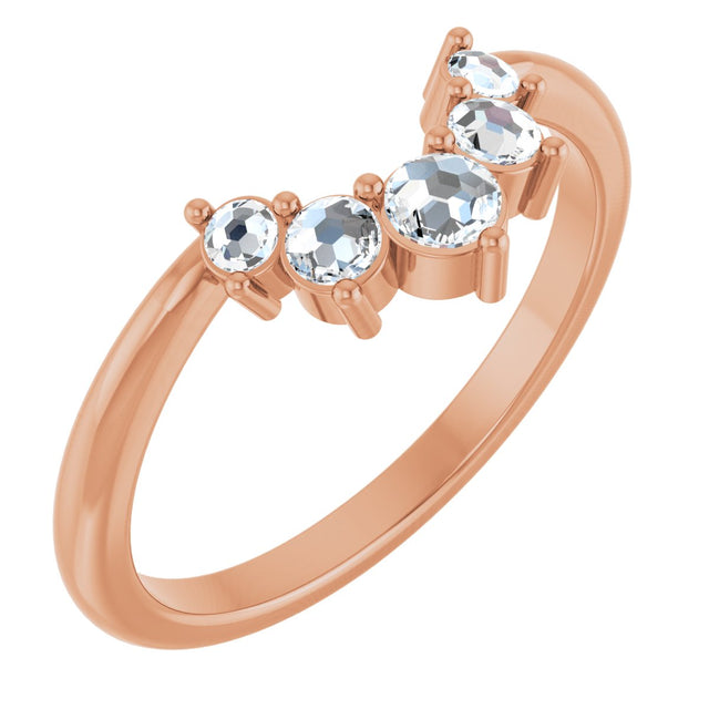 14K Gold Round Natural Rose-Cut Diamond Contour Band - Rose Gold