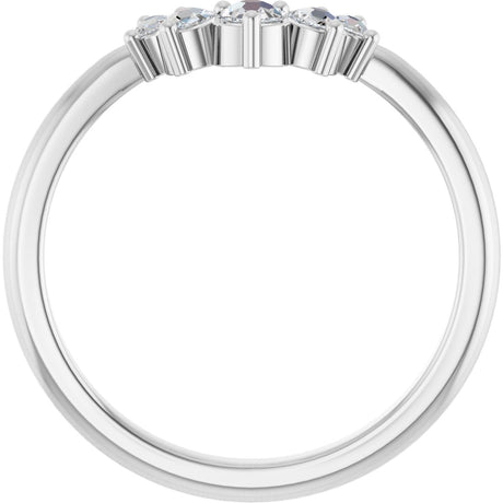 Platinum Round Natural Rose-Cut Diamond Contour Band - view 2