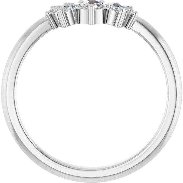 Platinum Round Natural Rose-Cut Diamond Contour Band - view 2