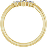 14K Gold Round Natural Rose-Cut Diamond Contour Band - Yellow Gold - view 2