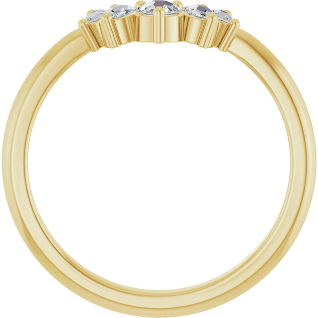 14K Gold Round Natural Rose-Cut Diamond Contour Band - Yellow Gold - view 2