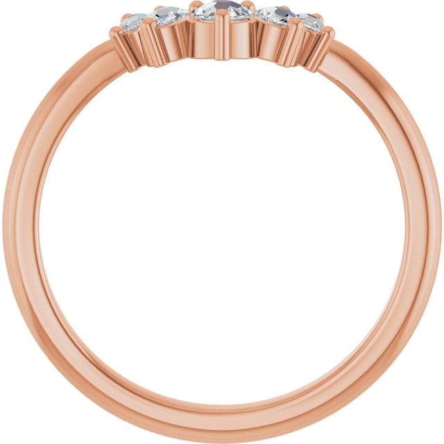 14K Gold Round Natural Rose-Cut Diamond Contour Band - Rose Gold - view 2