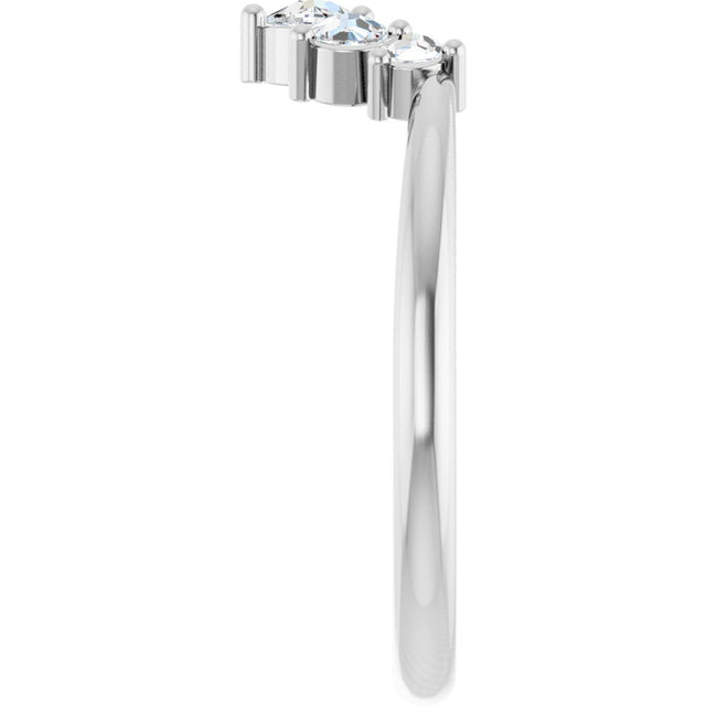 Platinum Round Natural Rose-Cut Diamond Contour Band - view 3