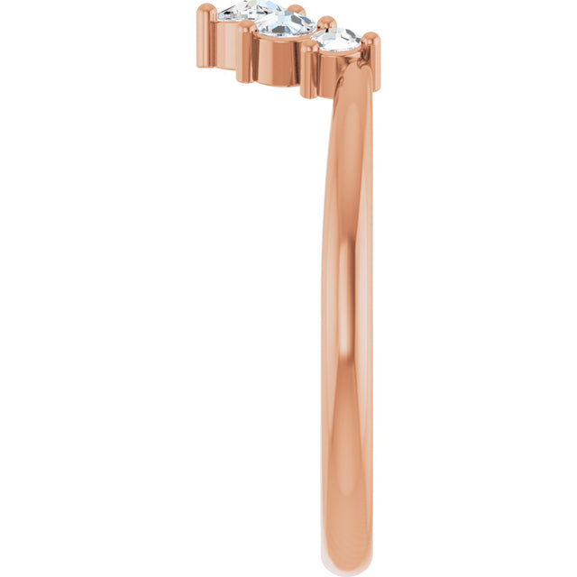 14K Gold Round Natural Rose-Cut Diamond Contour Band - Rose Gold - view 3