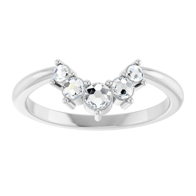 Platinum Round Natural Rose-Cut Diamond Contour Band - view 4