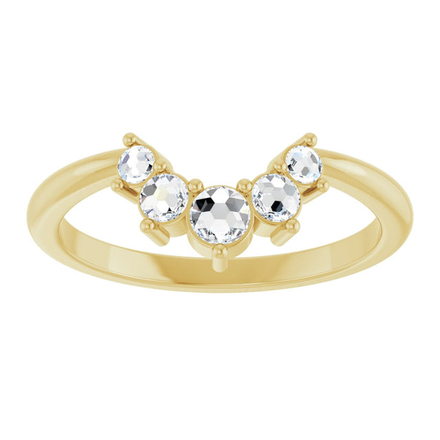 14K Gold Round Natural Rose-Cut Diamond Contour Band - Yellow Gold - view 4