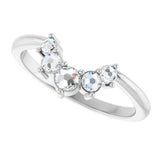 Platinum Round Natural Rose-Cut Diamond Contour Band - view 5