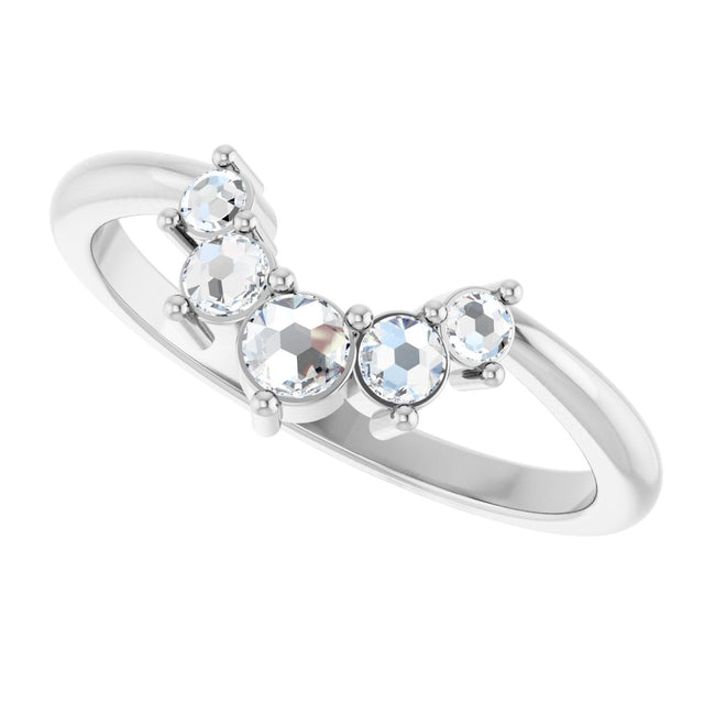 Platinum Round Natural Rose-Cut Diamond Contour Band - view 5
