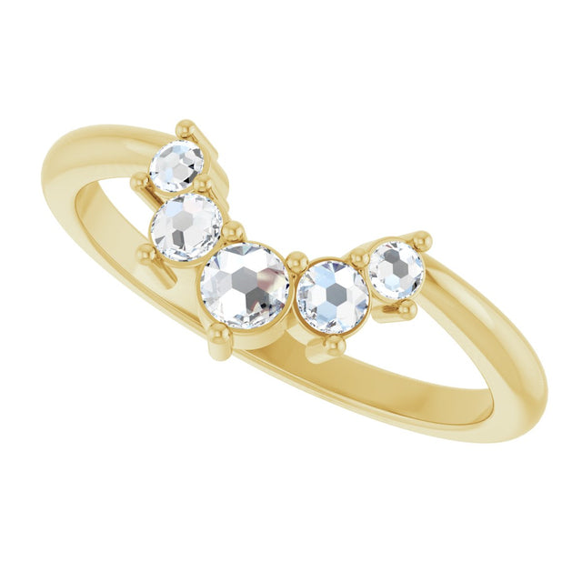 14K Gold Round Natural Rose-Cut Diamond Contour Band - Yellow Gold - view 5