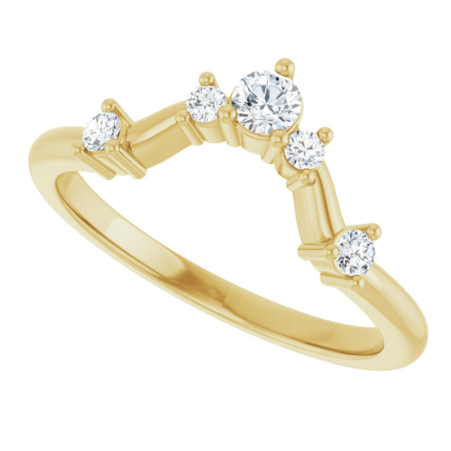 14K Gold Round Natural Diamond Contour Band – 4x2.5mm - Yellow Gold - view 5