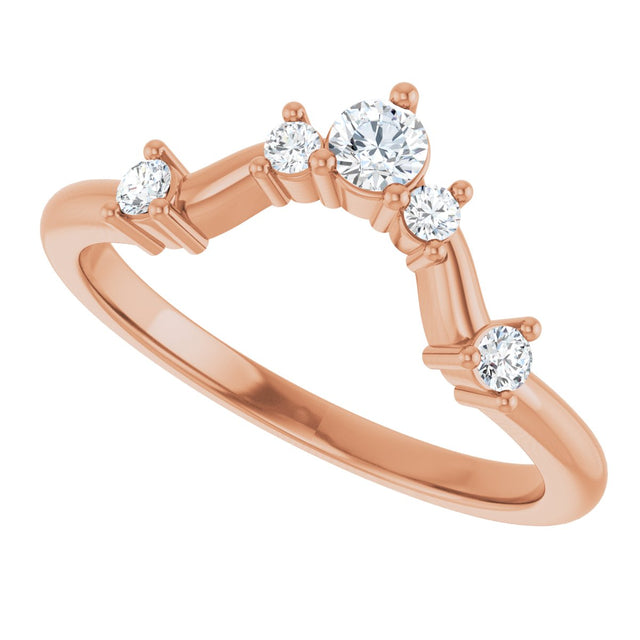 14K Gold Round Natural Diamond Contour Band – 4x2.5mm - Rose Gold - view 5