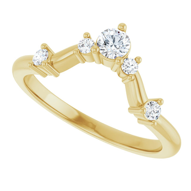 14K Gold Round Natural Diamond Contour Band – 4x2.5mm - Yellow Gold - view 5
