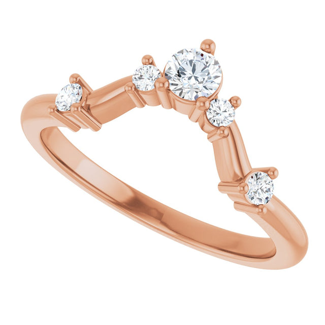 14K Gold Round Natural Diamond Contour Band – 4x2.5mm - Rose Gold - view 5